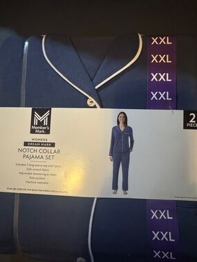 Member's Mark Women's Notch Collar Pajama Set - Navy
